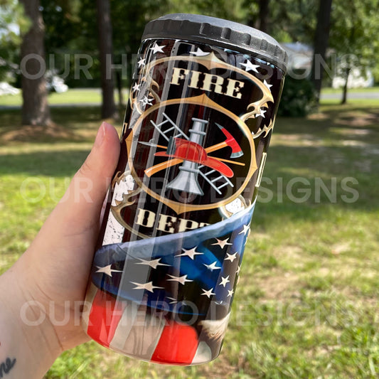 4in1 Steel Tumbler - Fire Department with Flag