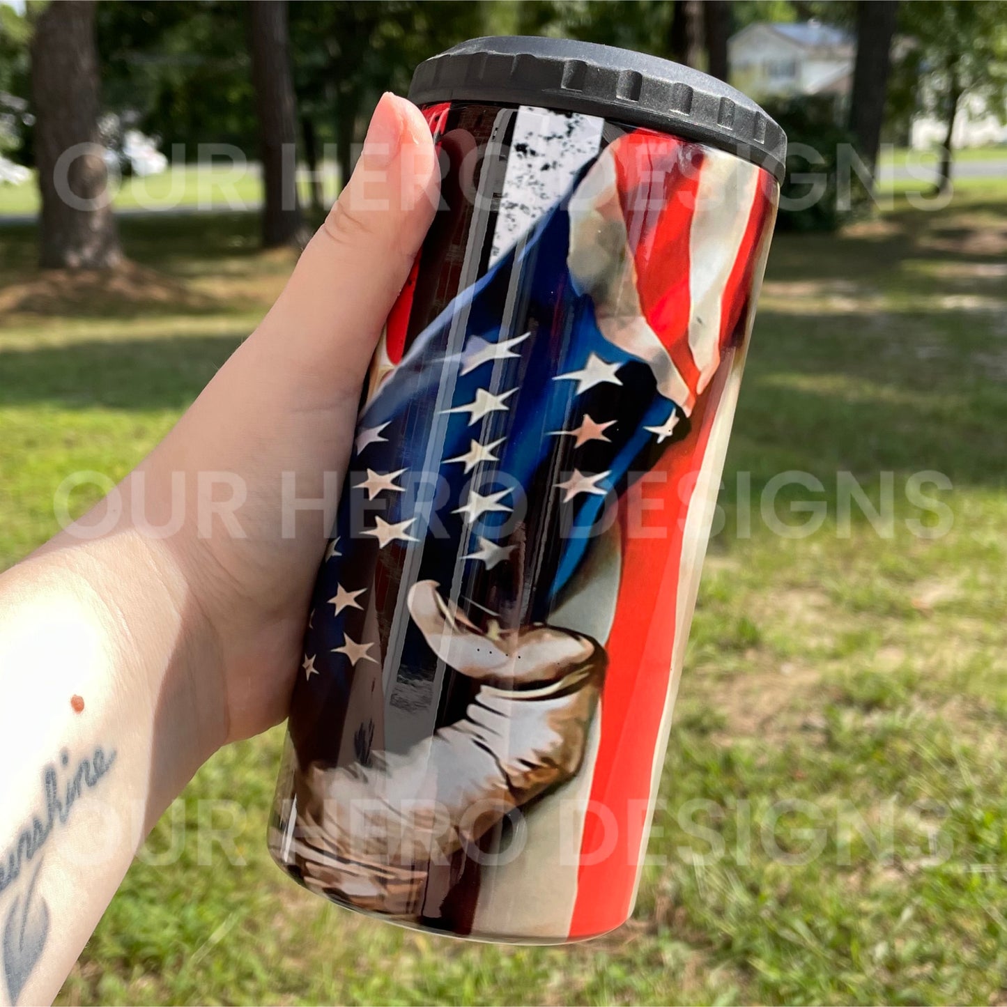 4in1 Steel Tumbler - Fire Department with Flag