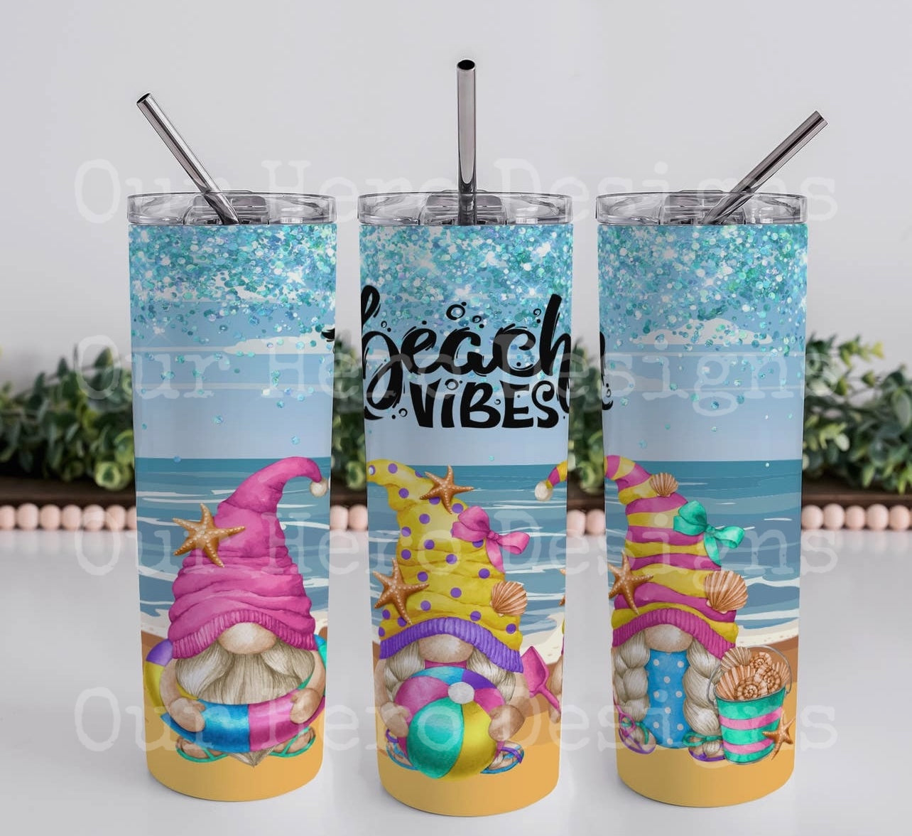 Beach Vibes Gnomes 30oz Tumbler